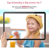 Kindertablet, 10 inch Android 14, 8 GB RAM, 128 GB ROM, EVA-hoes, Bluetooth, Wi-Fi, 6000 mAh, kinderbeveiliging, dubbele camera