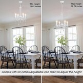 Witte Kroonluchter met 4 Lampen, Moderne Plafondlamp voor Woonkamer, Slaapkamer en Eetkamer, E14 Fitting