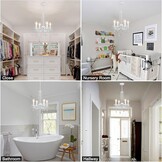 Witte Kroonluchter met 4 Lampen, Moderne Plafondlamp voor Woonkamer, Slaapkamer en Eetkamer, E14 Fitting