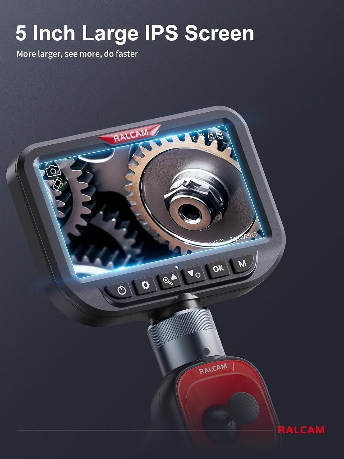 Endoscoop Camera met 360° Draaibare Kop, 6.5 mm Dubbele Probe, 5 Inch HD Display en IP67 Waterdichte Kabel van 1.5 m