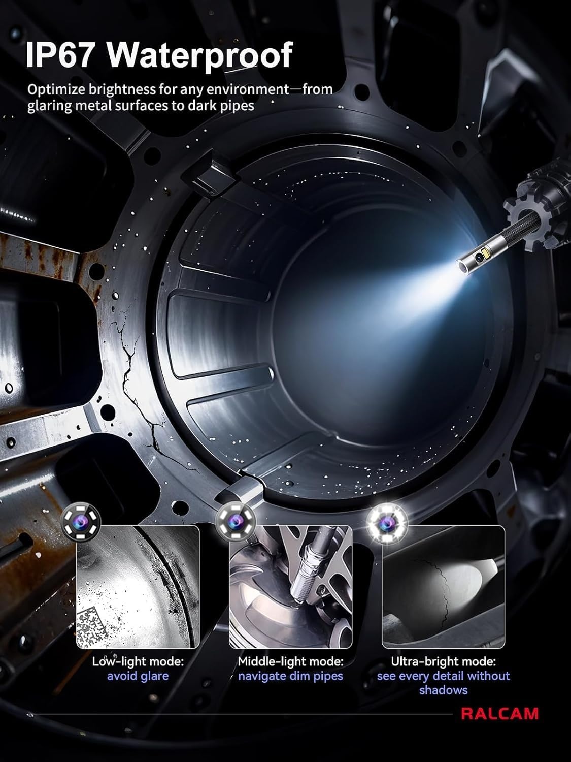 Endoscoop Camera met 360° Draaibare Kop, 6.5 mm Dubbele Probe, 5 Inch HD Display en IP67 Waterdichte Kabel van 1.5 m