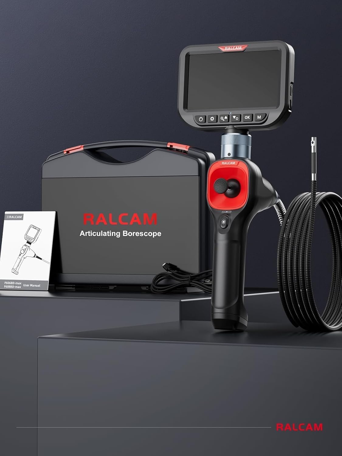 Endoscoop Camera met 360° Draaibare Kop, 6.5 mm Dubbele Probe, 5 Inch HD Display en IP67 Waterdichte Kabel van 1.5 m