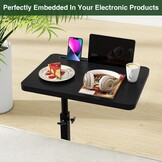 IBUYKE TVT003B C-vormige bijzettafel, 360° draaibare in hoogte verstelbare eindtafel voor kleine ruimtes, met sleuf voor telefoon en tablet, moderne kleine koffietafel voor bank/bed, zwart