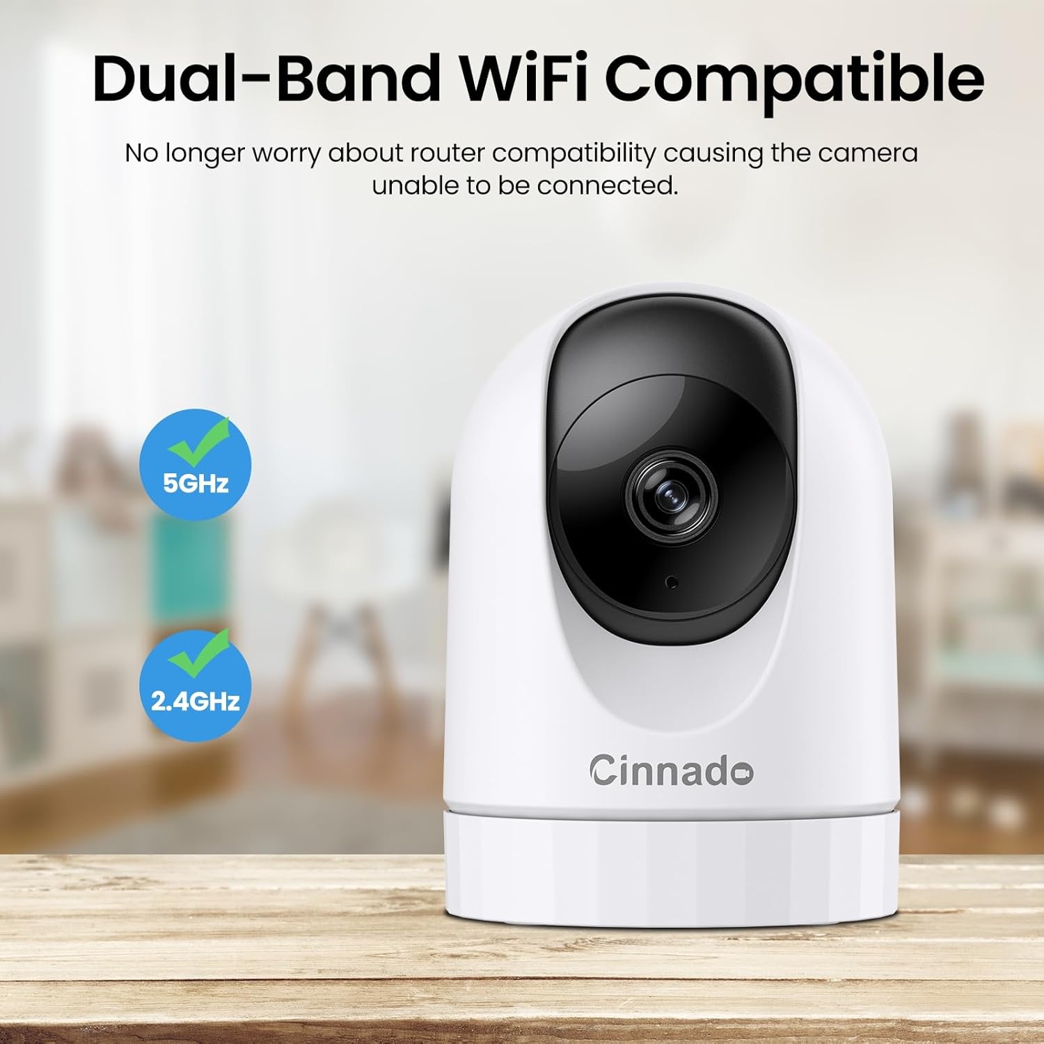 Cinndo 5 MP WLAN-camera voor binnen -5 G/2,4 GHz WLAN-bewakingscamera voor baby met nachtzicht in kleur, ondersteunt bewegingstracking, compatibel met Alexa