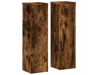 vidaXL Plantenstandaards 2 st 17x17x60 cm bewerkt hout gerookt eiken