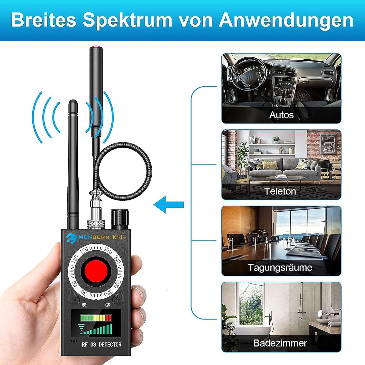 Wanzen Detector, WanzenDetector GPS Spionage Zoeker Verborgen Camera Laser voor GSM Tracker Afluisterapparaten Camera's Wanzenvinder