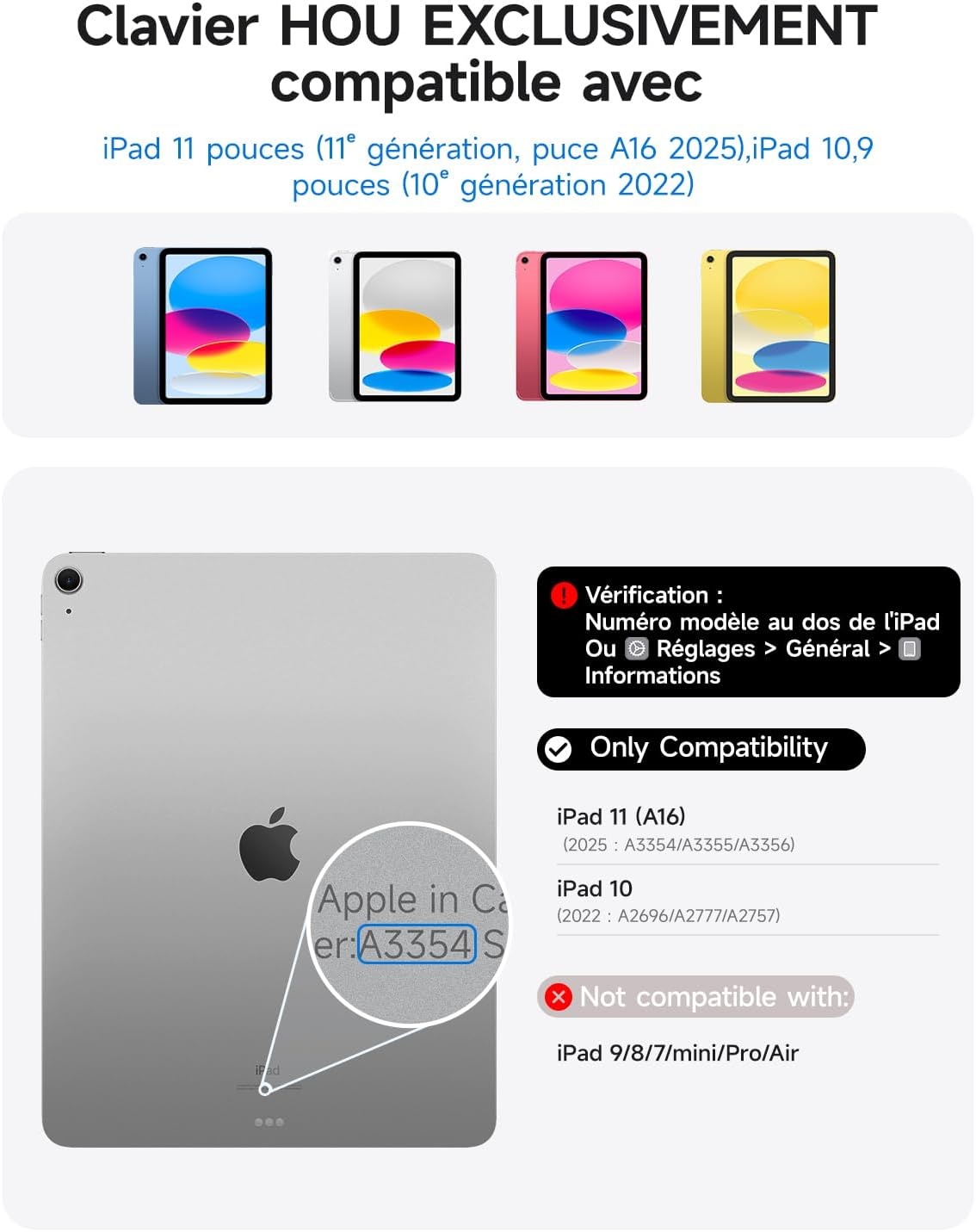 HOU Hoes met verlicht toetsenbord voor de iPad 10e generatie - Praktische en veelzijdige hoes met geïntegreerd toetsenbord, roze