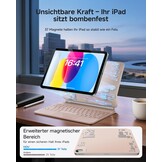 HOU Hoes met verlicht toetsenbord voor de iPad 10e generatie - Praktische en veelzijdige hoes met geïntegreerd toetsenbord, roze