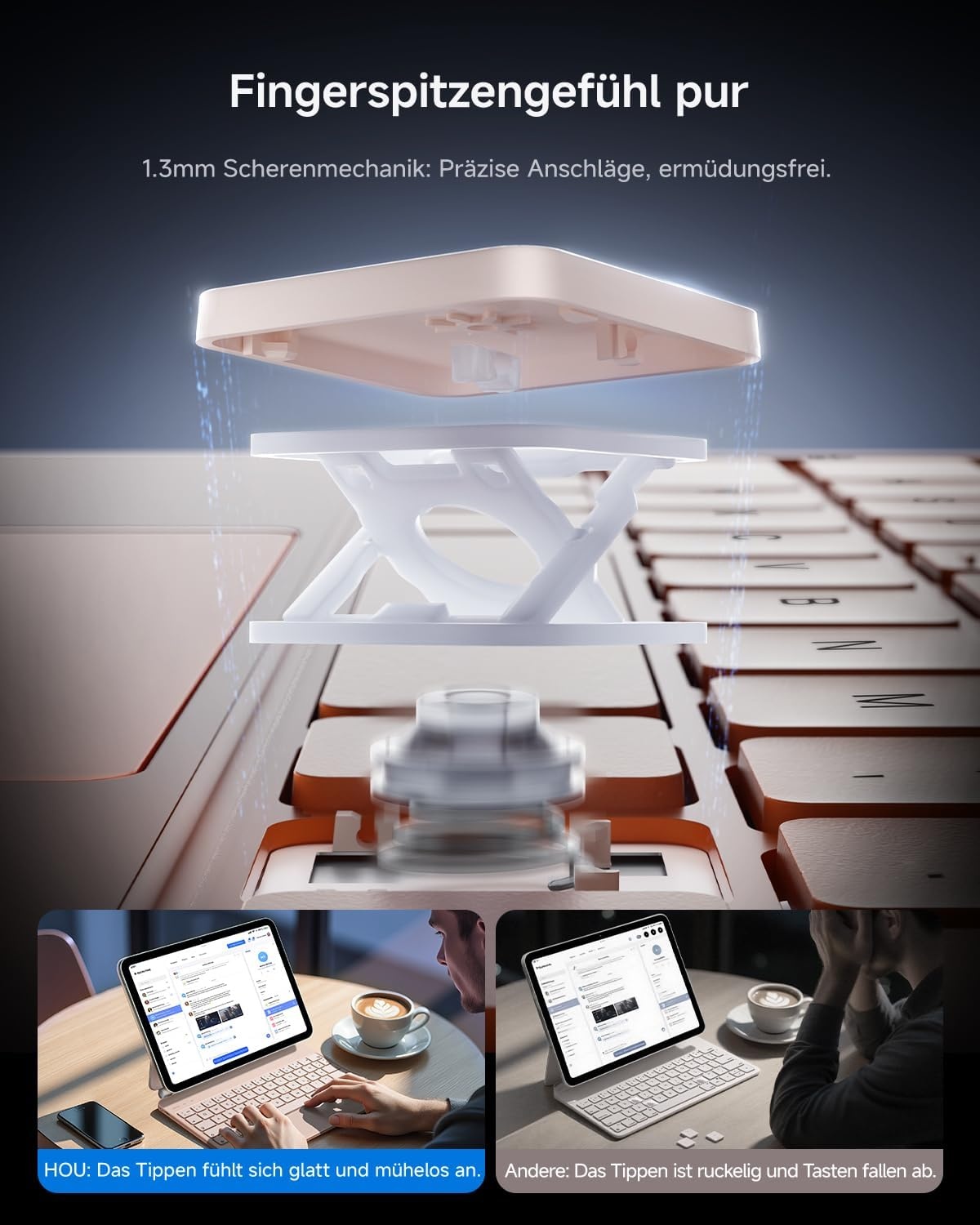 HOU Hoes met verlicht toetsenbord voor de iPad 10e generatie - Praktische en veelzijdige hoes met geïntegreerd toetsenbord, roze