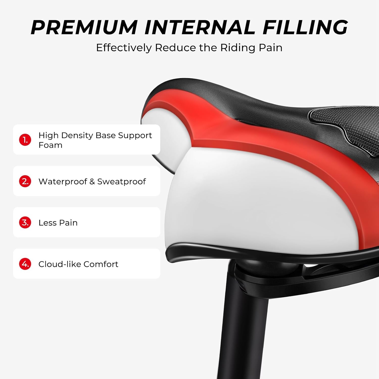 YOUNGDO Fietszadel, comfortabele zachte brede racefietszadels, gelzadels. ademend mountainbikezadel, geschikt voor MTB, vouwfiets, racefiets, spinningfiets, hometrainer