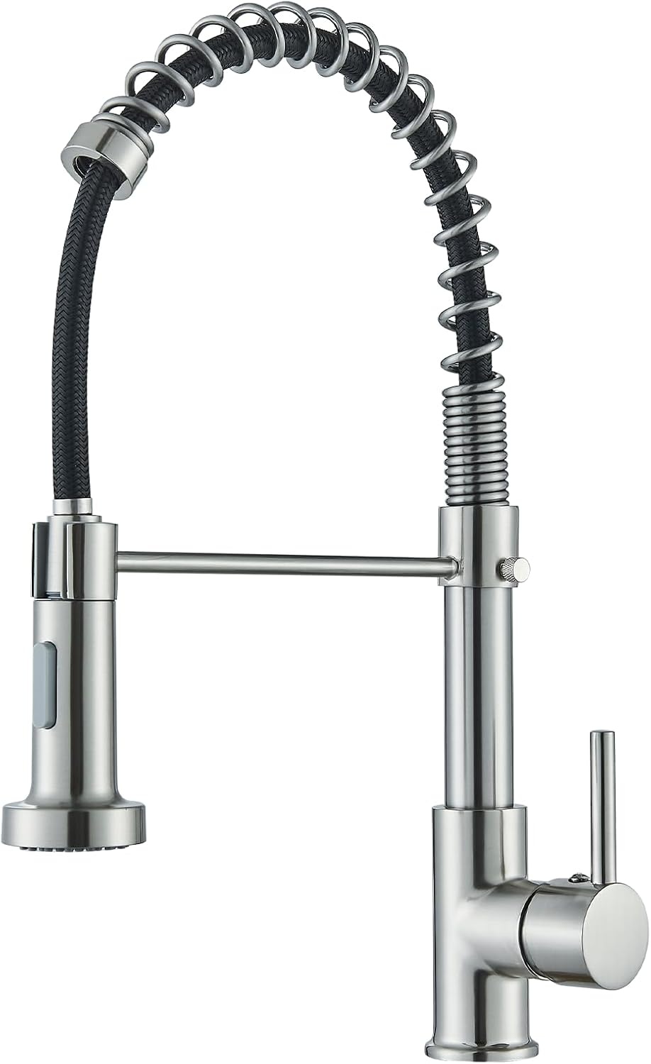 Keukenkraan voor spoelbak met regenboog, inschuifbaar, 2 sproeimodi, messing, geborsteld nikkel