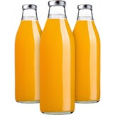 KADAX Sapflessen, 1 l, 3 stuks, glazen flessen met schroefdop, diameter 43 mm, lege flessen om in te maken, inmaakflessen voor het vullen van sap en siroop (zilver)