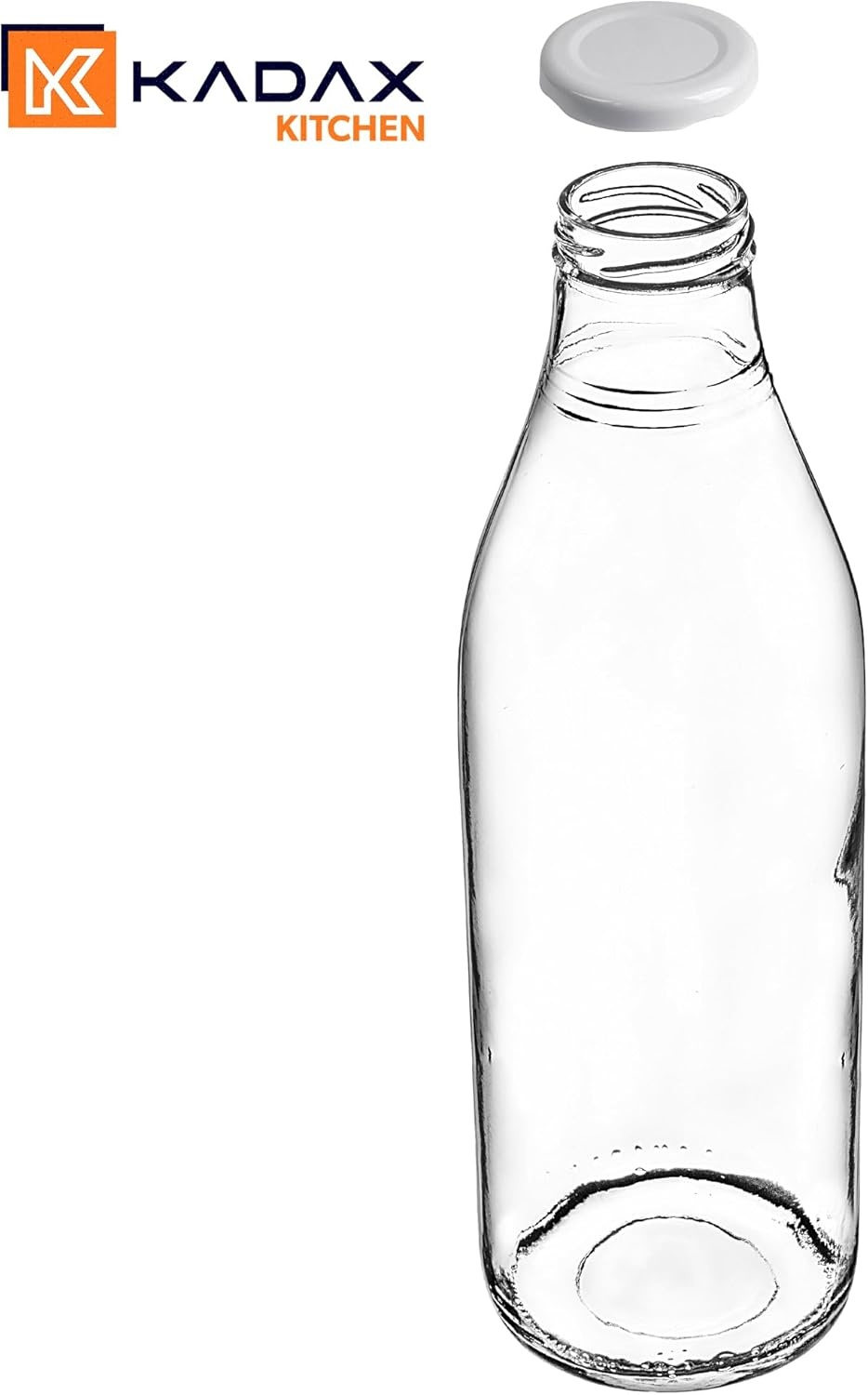 KADAX Sapflessen, 1 l, 3 stuks, glazen flessen met schroefdop, diameter 43 mm, lege flessen om in te maken, inmaakflessen voor het vullen van sap en siroop (zilver)