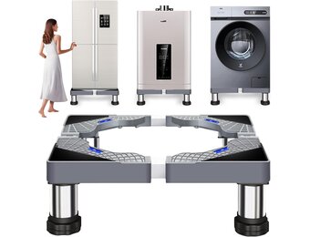 Wasmachine-onderstel, verstelbaar roestvrij wasmachine-onderstel, hoogte 17-20 cm, verstelbare breedte 40-60 cm, voor koelkast, wasmachine, droger, vriezer