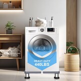 Wasmachine-onderstel, verstelbaar roestvrij wasmachine-onderstel, hoogte 17-20 cm, verstelbare breedte 40-60 cm, voor koelkast, wasmachine, droger, vriezer