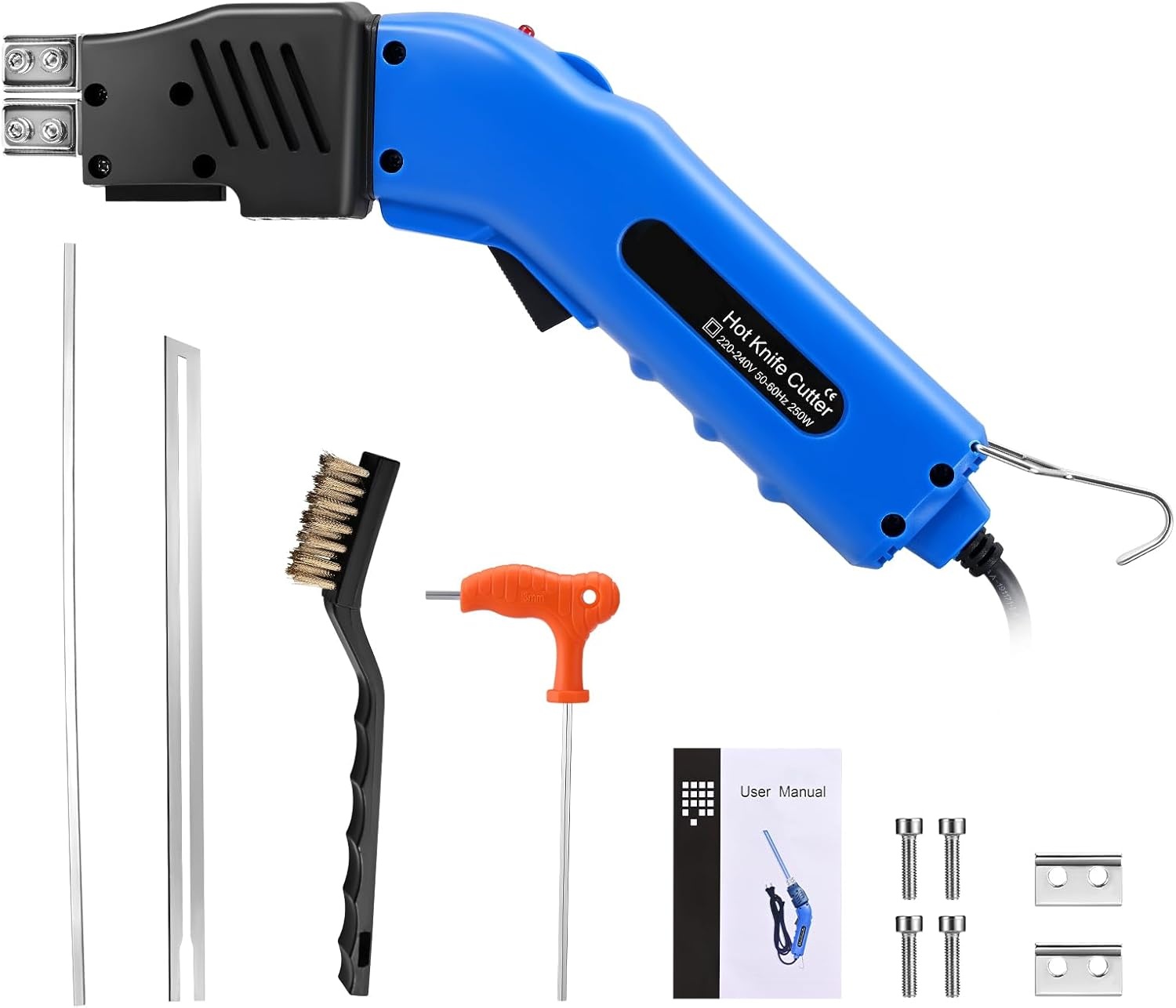 250W luchtgekoelde schuim Cutter Pro Elektrisch hot mes draagbare piepschuim snijgereedschap kit de koester schuimbord snijder met buigbare 12 ''/30 cm mes 24 uur verder werken