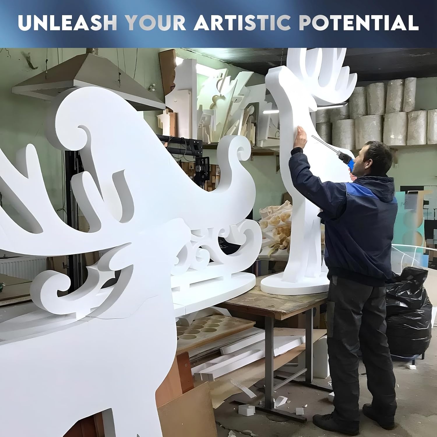 250W luchtgekoelde schuim Cutter Pro Elektrisch hot mes draagbare piepschuim snijgereedschap kit de koester schuimbord snijder met buigbare 12 ''/30 cm mes 24 uur verder werken