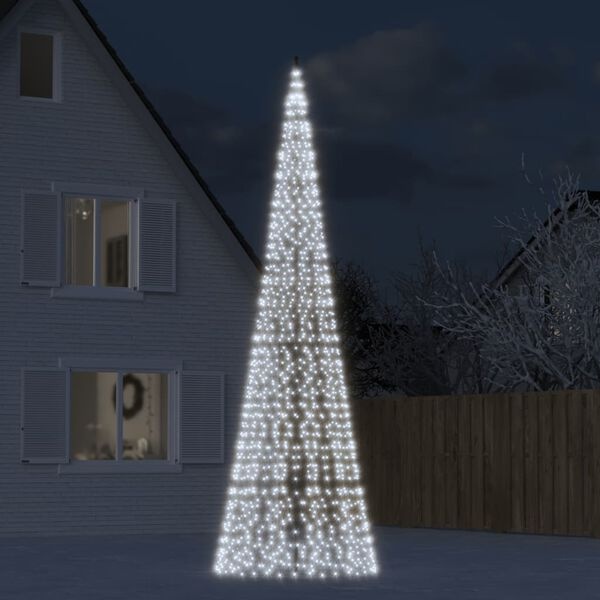 vidaXL LED-kerstboom aan vlaggenmast - Koud Wit - 500cm - 40% Korting