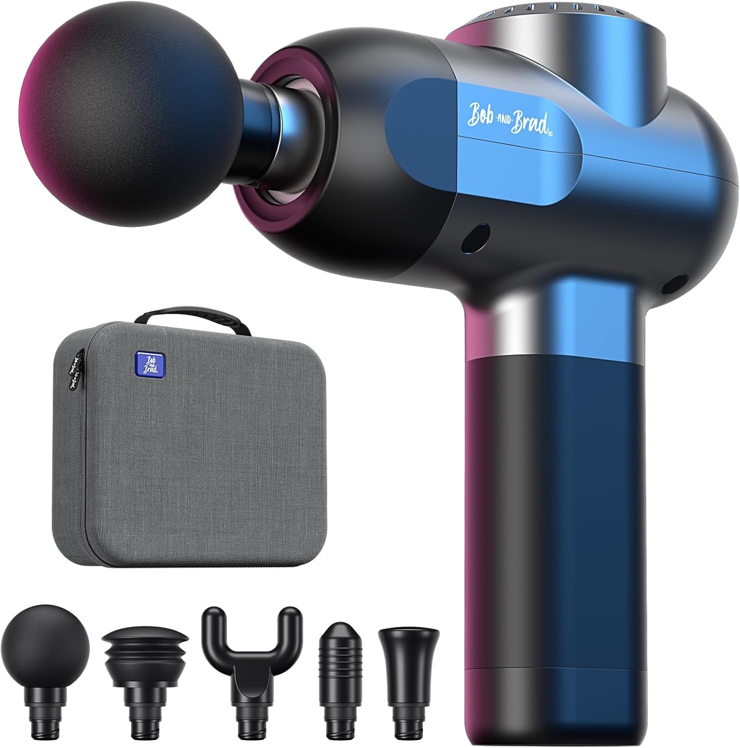 Bob and Brad C2 Massagepistool, Diepweefsel Percussiemassager, Spiermassager met 5 Snelheden en 5 Koppen, Handmassageapparaat voor Thuis Gym Kantoor Herstel Pijn en Stijfheid Verlichting, Zwart