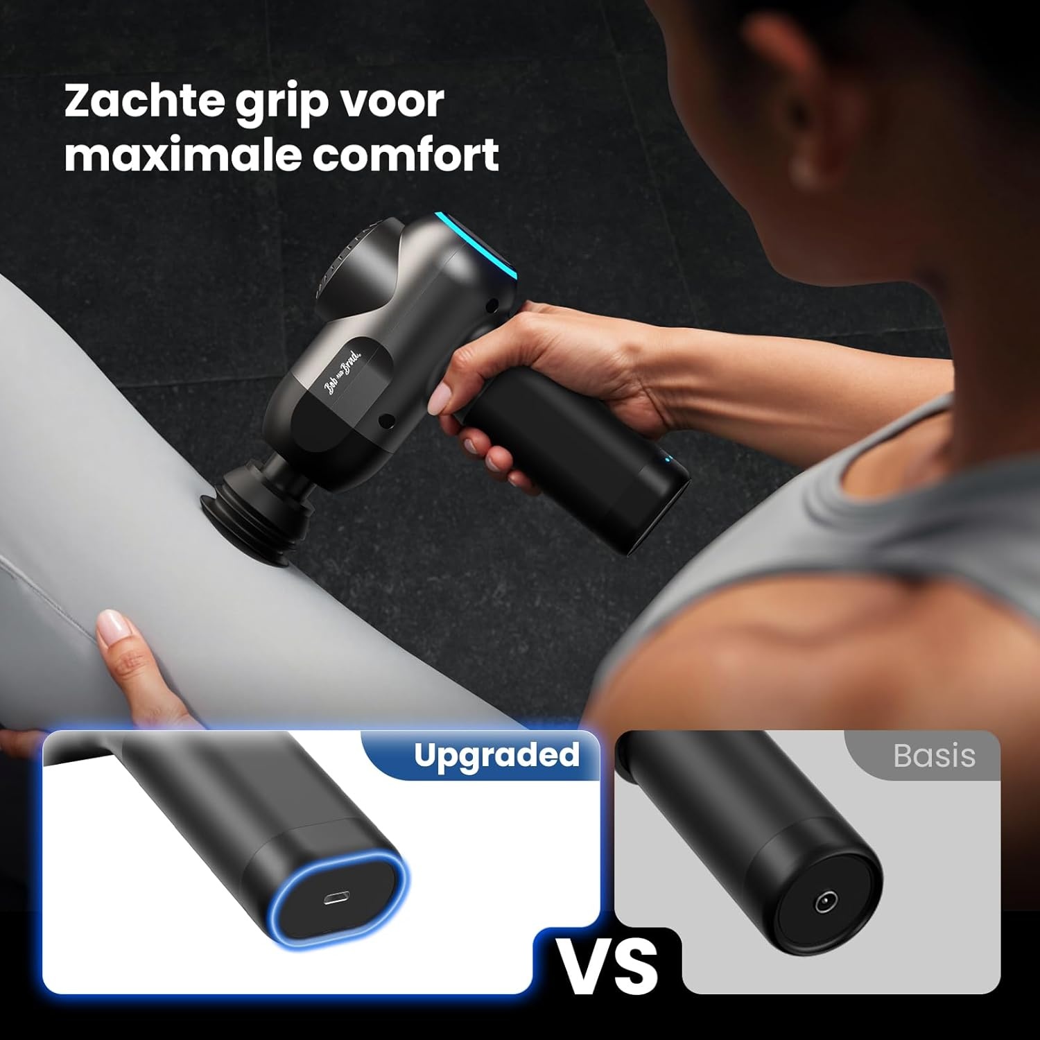 Bob and Brad C2 Massagepistool, Diepweefsel Percussiemassager, Spiermassager met 5 Snelheden en 5 Koppen, Handmassageapparaat voor Thuis Gym Kantoor Herstel Pijn en Stijfheid Verlichting, Zwart