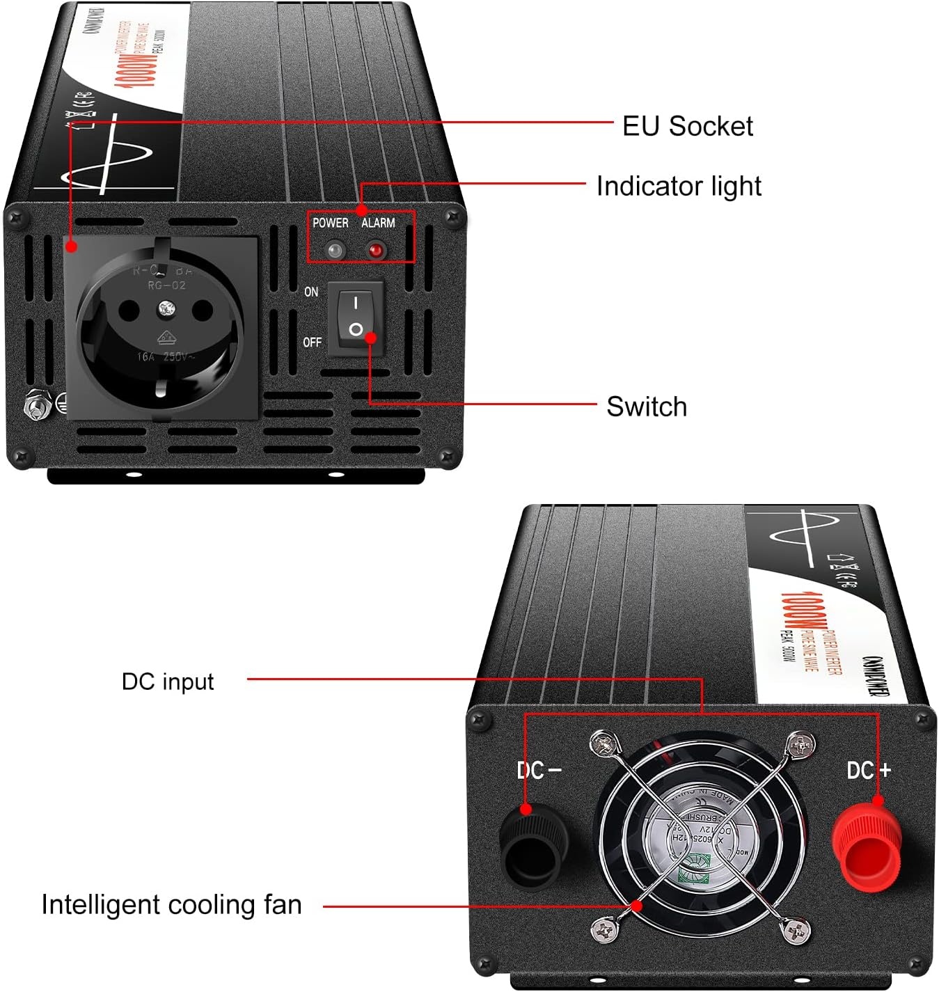 1000W Zuivere Sinus Omvormer 230V | -32% Korting