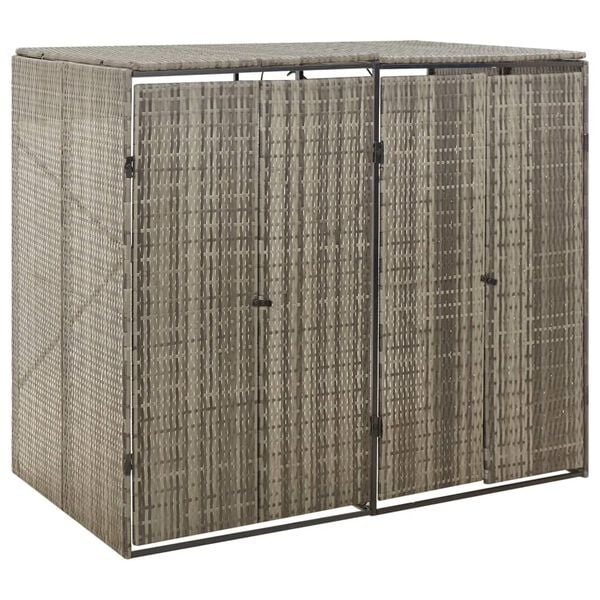 VidaXL Dubbele Containerberging Poly Rattan Grijs - 34% Korting!