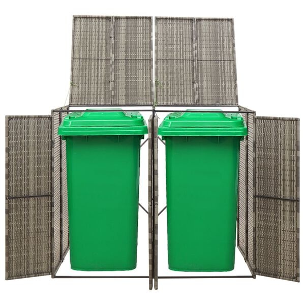 VidaXL Dubbele Containerberging Poly Rattan Grijs - 34% Korting!
