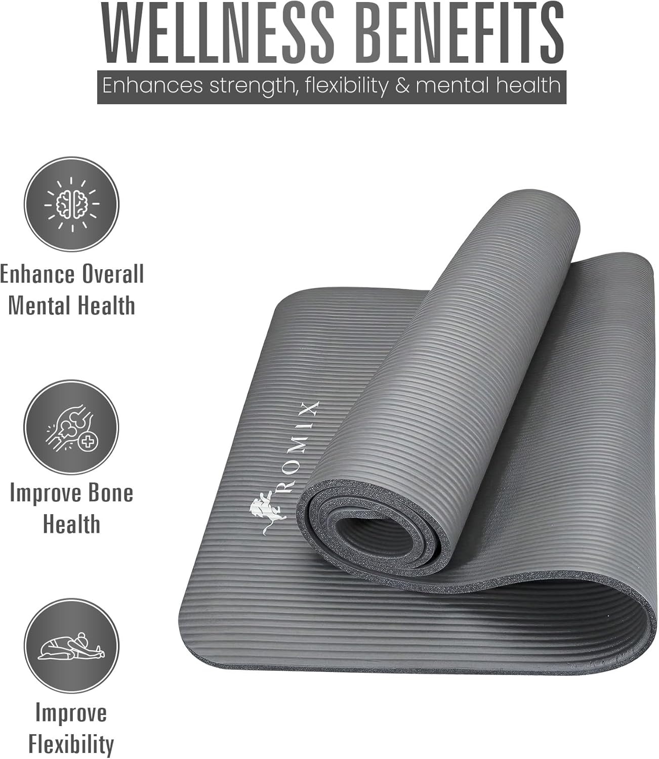 ROMIX Yoga Mat 10mm - Antislip & Comfortabel met Tas - 22% Korting!