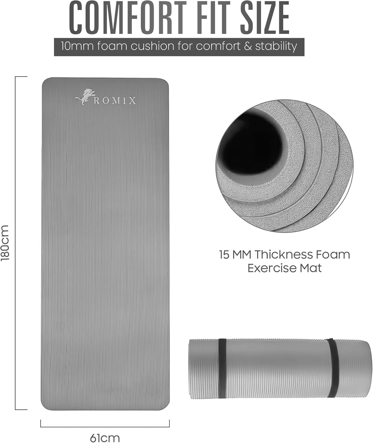 ROMIX Yoga Mat 10mm - Antislip & Comfortabel met Tas - 22% Korting!