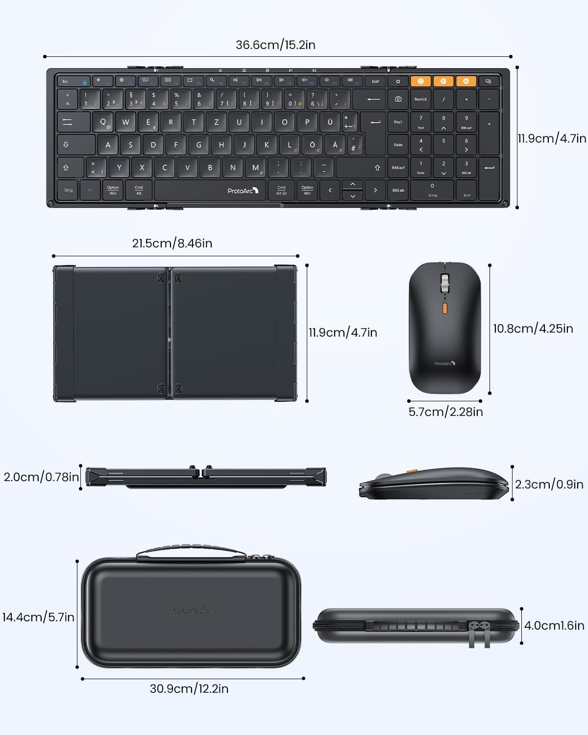 ProtoArc XKM01 Opvouwbaar Toetsenbord & Muis (QWERTZ) - 27% Korting!