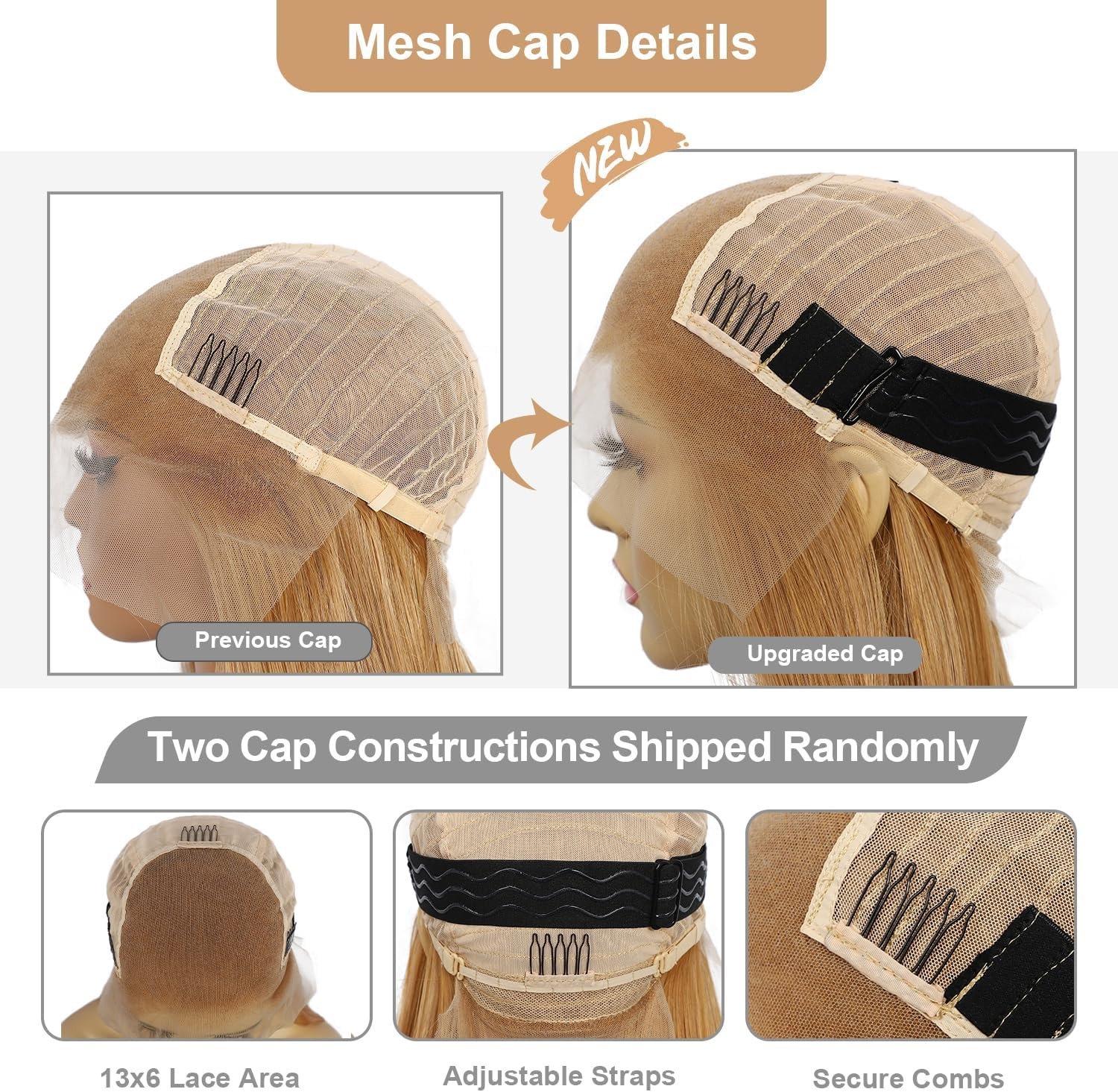 Sapphirewigs Pruik: Lange Rechte Geelbruine Lace Front (31% Korting)