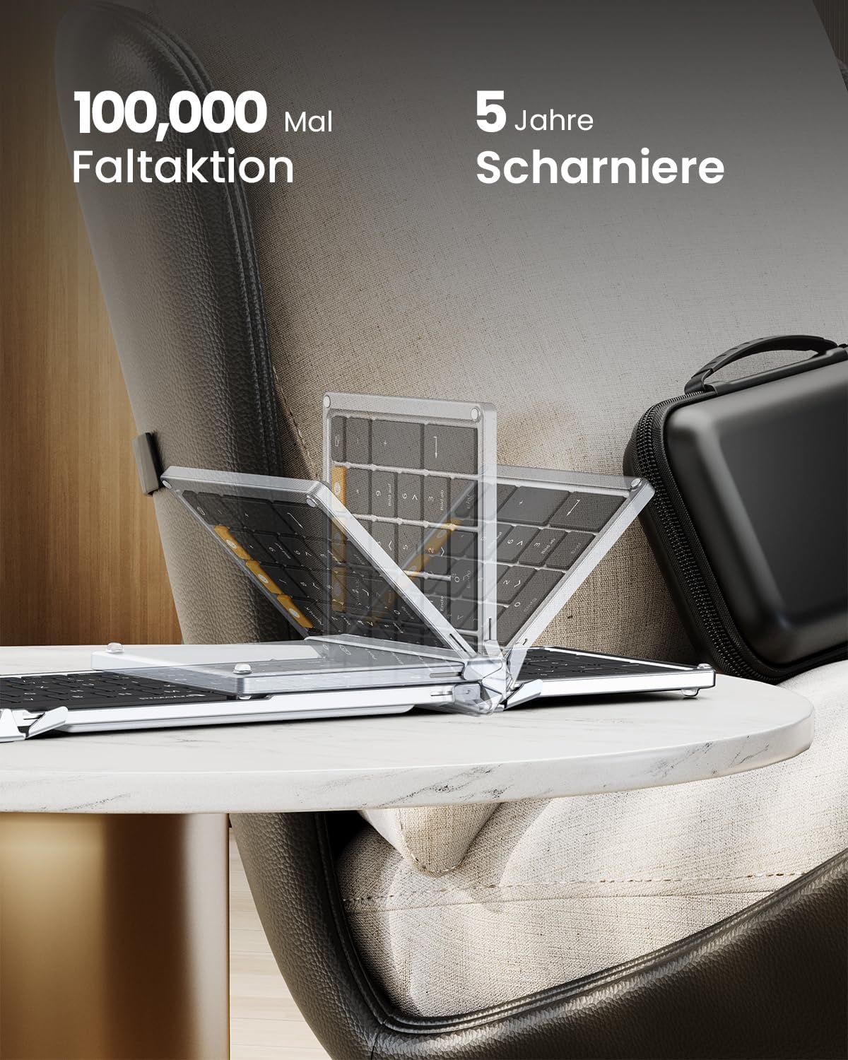 ProtoArc XKM01 Vouwbaar QWERTZ Toetsenbord & Muis - Zwart/Zilver (32% Korting)