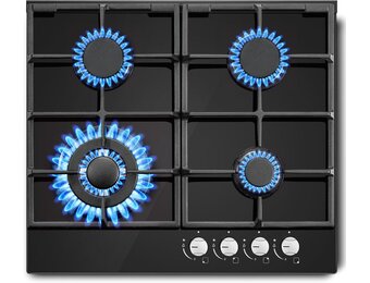 SNDOAS 58cm Gaskookplaat Zwart - 4 Branders - 59% Korting!