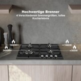 SNDOAS 58cm Gaskookplaat Zwart - 4 Branders - 59% Korting!