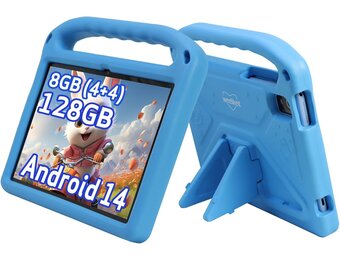 Kinder Tablet 10" Android 14, 8GB RAM, 128GB Opslag - 52% Korting