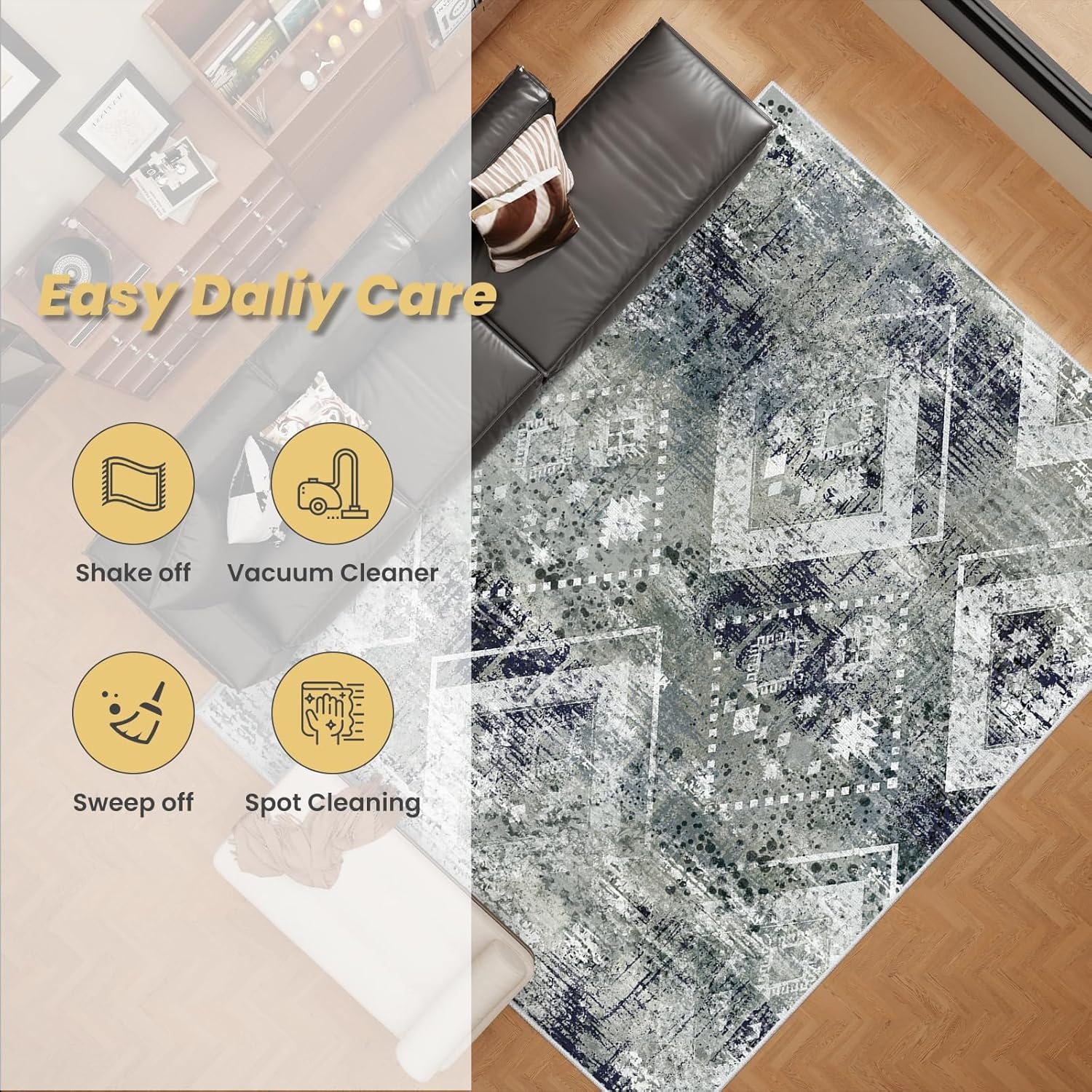 Vamcheer Vintage Blauwgroen Tapijt | 200x300 | 29% Korting