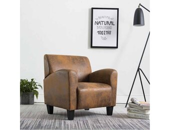 vidaXL Fauteuil Kunstsuède Bruin - 34% Korting!