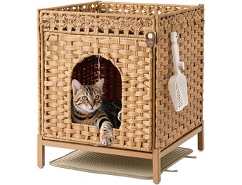 Handgeweven Rotan Kattenhuis met Korting - 27%