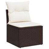 VidaXL Geretourneerde Tuinstoel Poly Rattan Bruin met Kussens | -32%