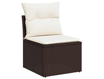 VidaXL Geretourneerde Tuinstoel Poly Rattan Bruin met Kussens | -32%