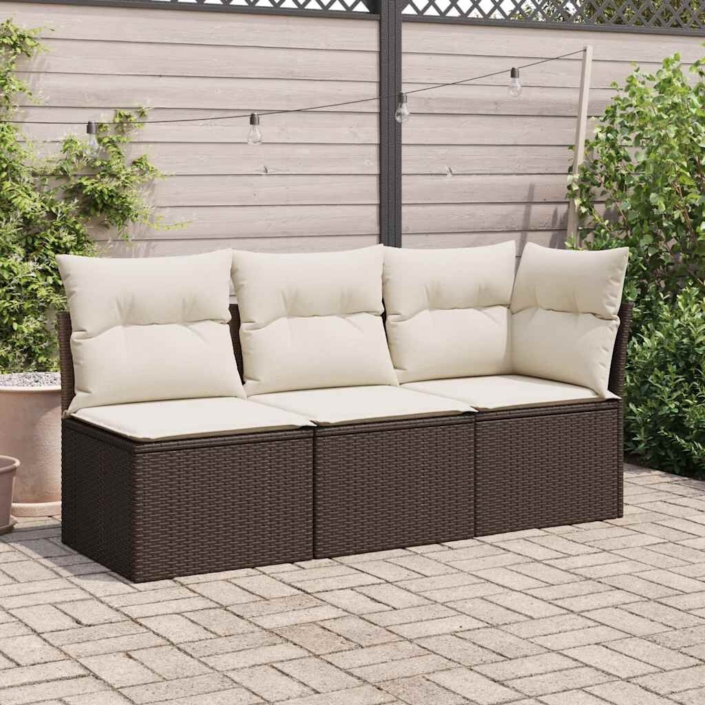 VidaXL Geretourneerde Tuinstoel Poly Rattan Bruin met Kussens | -32%