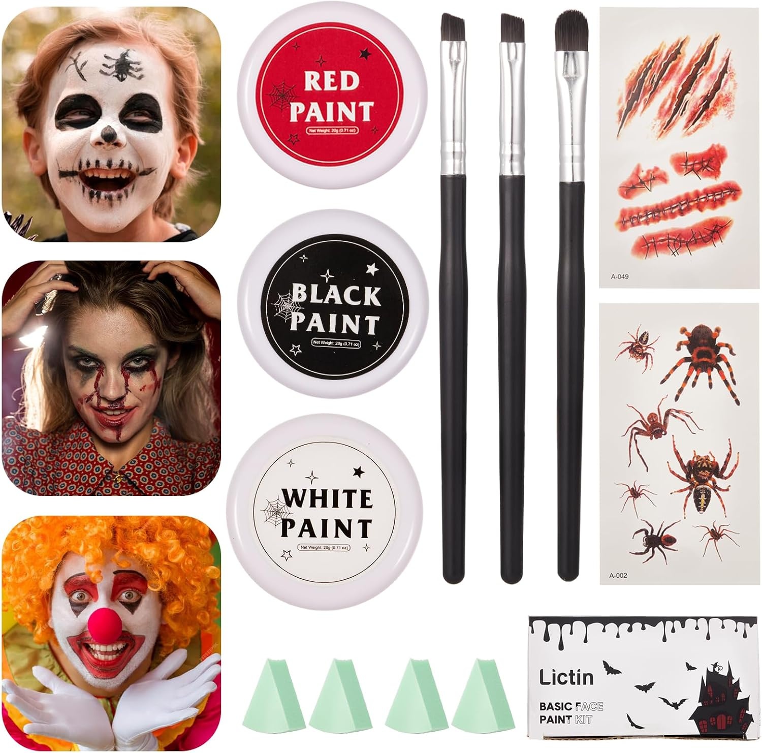 Lictin Schmink & Bodypaint Set (3 Kleuren) - Nu 17% Korting!