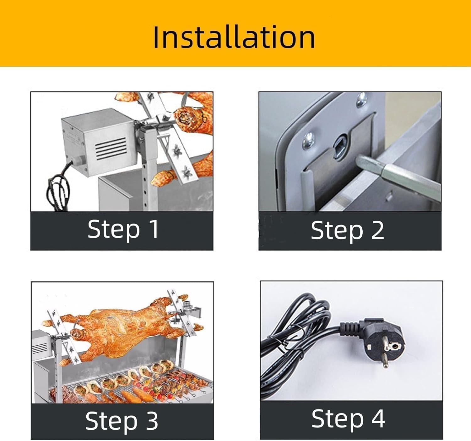 SP-S40 Elektrische Barbecue Motor - 15W, 60kg Draagkracht, RVS - 32% Korting!