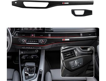 3 stuks auto ABS koolstofvezel dashboard paneel cover trim compatibel met A4 (2017 - 2024) / A5 (2017-2023) S4 S5 (2018-2024)/B9 (2017-2019) interieuraccessoires