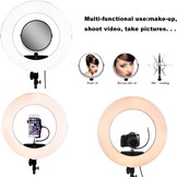 18 "LED dimbare verlichting studio video ring licht kit:afstandsbediening,telefoon app bediening,batterij,RGB + W kleuren lamp,statief,voor DSLR,iPhone & Android smartphones