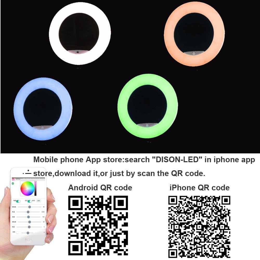 18 "LED dimbare verlichting studio video ring licht kit:afstandsbediening,telefoon app bediening,batterij,RGB + W kleuren lamp,statief,voor DSLR,iPhone & Android smartphones