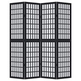 vidaXL Kamerscherm met 4 panelen massief paulowniahout zwart