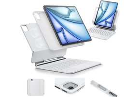 ESR Hoesje met toetsenbord, toetsenbord voor iPad Air 11 inch (M3/M2, 2025/2024), Pro 11/Air 6/5/4, magnetische standaard, verende lichttoetsen, multi-touch trackpad, wit