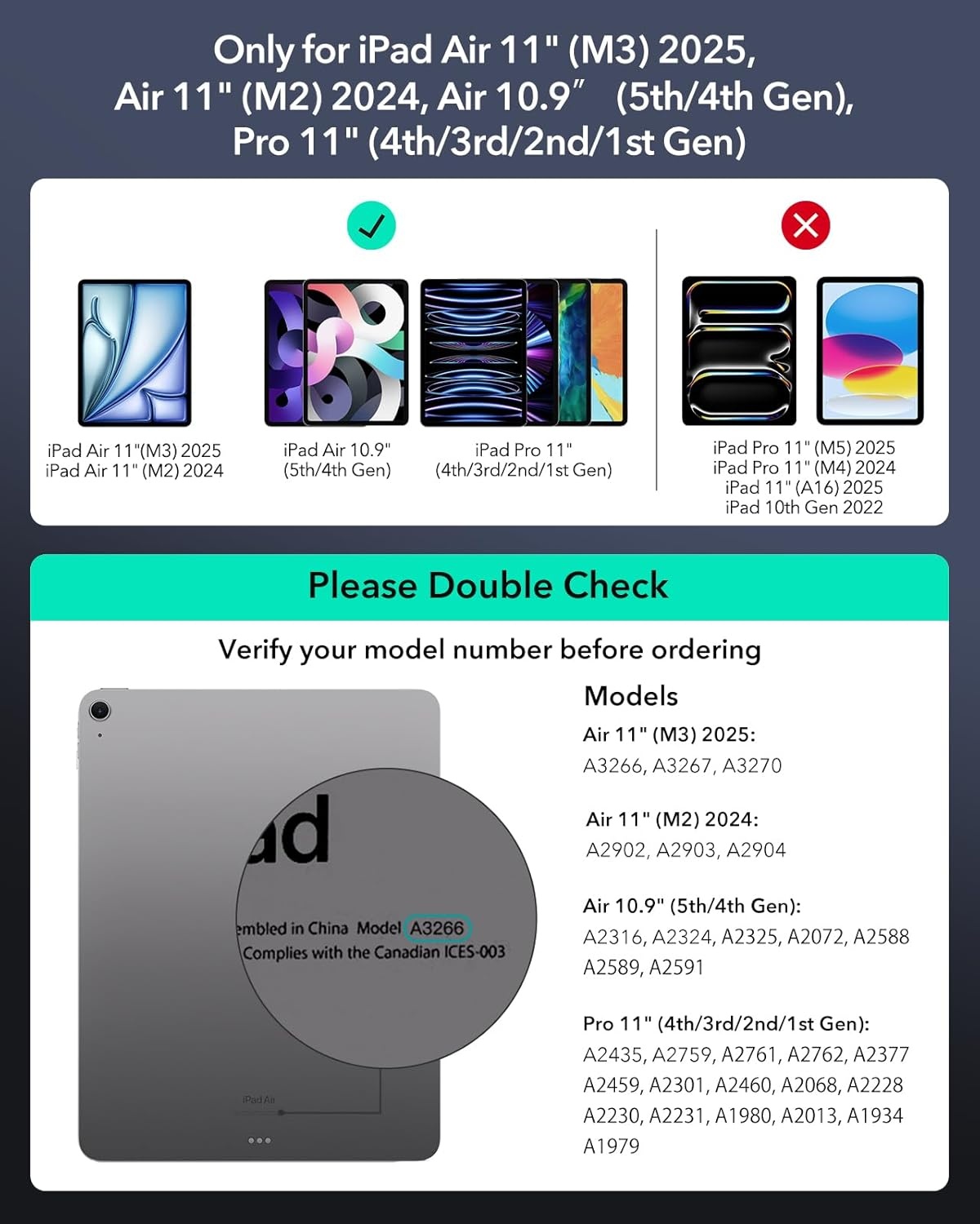 ESR Hoesje met toetsenbord, toetsenbord voor iPad Air 11 inch (M3/M2, 2025/2024), Pro 11/Air 6/5/4, magnetische standaard, verende lichttoetsen, multi-touch trackpad, wit