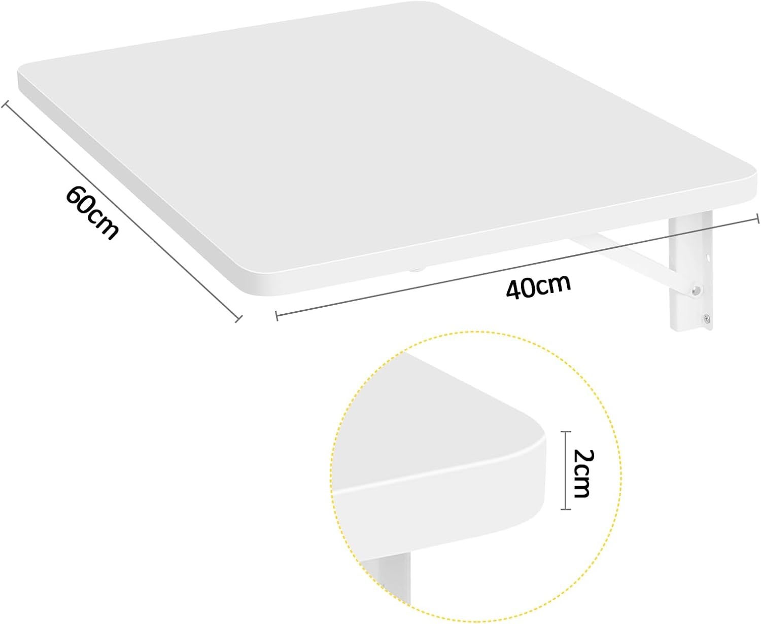 uyoyous Wandklaptafel van hout, 60 x 40 cm, klaptafel, wandtafel, ruimtebesparend drijvend bureau, keukentafel, kindermeubels, laptoptafel, eettafel
